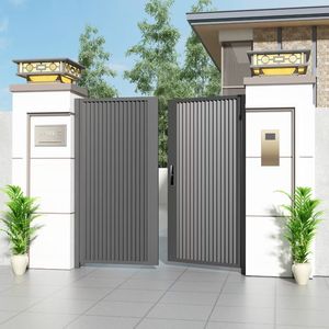 Puerta Corredera Automática de Metal de Diseño Moderno <span class=keywords><strong>para</strong></span> Entrada Principal, Puerta Telescópica Eléctrica <span class=keywords><strong>para</strong></span> Entrada de Vivienda, Puerta Exterior de Aluminio - Product Image 5