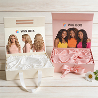 Boîte cadeau en papier magnétique recyclable avec logo personnalisé, ruban, poignée, pliage, pour perruques, vêtements, chaussures, emballage de perruques avec couvercle magnétique