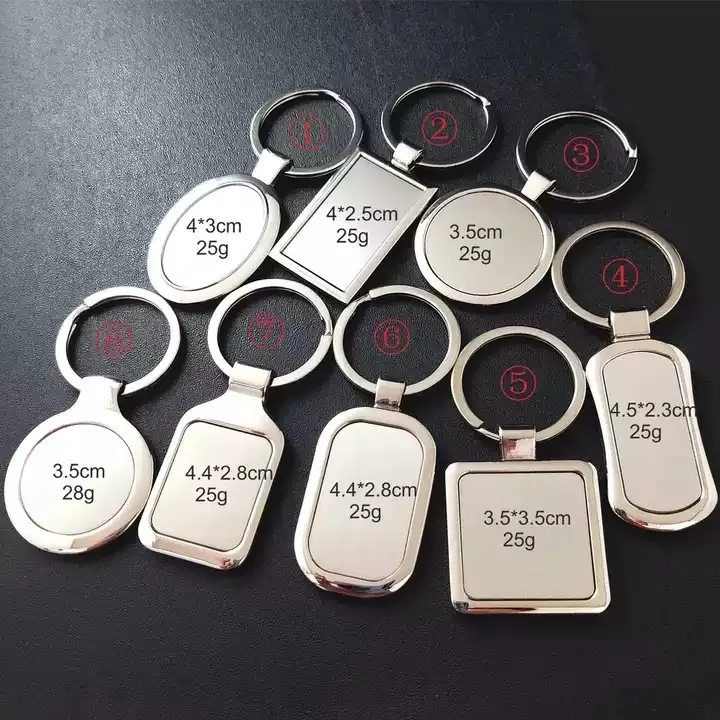 Chaveiro de metal personalizado, chaveiro em branco com anel personalizado sem liga de zinco, presentes promocionais