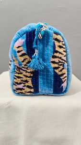 Handcrafted India tiger print Set Of 3 Quilted Toiletry <b>Bag</b> Velvet fabric Color <b>Make</b> <b>Up</b> <b>Bag</b> Cosmetic <b>Bag</b> - Product Image 5