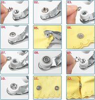 100 ensembles de boutons-pression métalliques avec pince à presser, kit d'outils parfait pour les travaux manuels, les vêtements, les chapeaux et la couture, bouton-pression