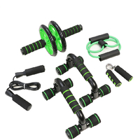 Kit de fitness à domicile 5 en 1 : Roue abdominale, Barre de pompes, Corde à sauter, Poignée de résistance, Équipement d'entraînement abdominal et de musculation