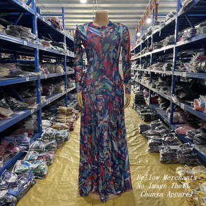 Abito da sera lungo da <span class=keywords><strong>donna</strong></span> SU9621 stampato con bottoni e scollo rotondo a maniche lunghe, ideale per feste di <span class=keywords><strong>compleanno</strong></span> - Collezione 2026 - Grande Offerta - Product Image 6