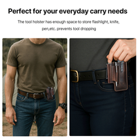 Dropship Mini Edc Pouch Full Grain Thick Leather Edc Organizer Pouch Bag With Belt Clip Outdoor Tool Pouch for Knife Flashlight