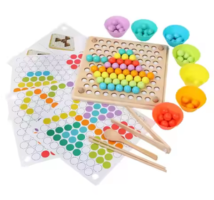 ของเล่นไม้เสริมพัฒนาการเด็กเล็ก แรงบันดาลใจจากมอนเตสซอรี่ เกมร้อยลูกปัดสายรุ้ง - Product Image 1