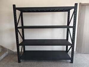 Étagère <span class=keywords><strong>de</strong></span> stockage industrielle robuste à 4 niveaux en acier, réglable, en métal noir avec protection contre la corrosion pour entrepôts - Product Image 2