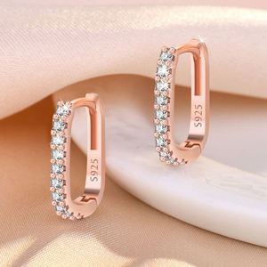 925 Sterling <b>Silver</b> Plated Crystal Natural Stone Trendy <b>Huggie</b> Earrings for Women Wedding Party Gift - Product Image 2
