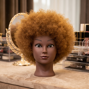 Tête de mannequin <span class=keywords><strong>afro</strong></span> premium pour peaux foncées avec base, idéale pour l'affichage en salon de coiffure et la présentation visuelle en magasin de perruques - Product Image 2