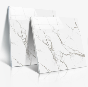 Carreaux de sol et de mur en marbre blanc de porcelaine, texture de pierre, 600x600 mm, épais - Product Image 1