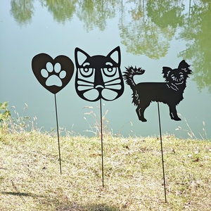 Décoration rustique personnalisée en acier inoxydable pour jardin paysager, avec panneaux rectangulaires à motifs de fleurs d'automne, pour la maison et les animaux de compagnie - Product Image 1