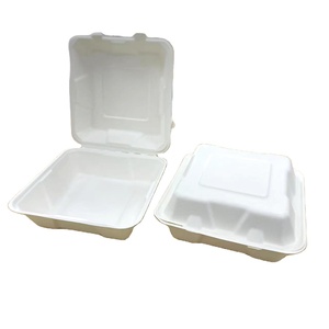 Einweg-Kunststoff-Clamshell-Imbiss <span class=keywords><strong>box</strong></span> 8x8 Papier-Lebensmittel behälter Zuckerrohr-Bagasse-Zellstoff-<span class=keywords><strong>Burger</strong></span>-Brotdose - Product Image 1