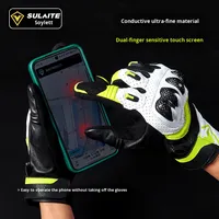 Gants de moto d'été Sulaite G7 améliorés en fibre de carbone 3K, cuir, anti-chute, double écran tactile, doigts entiers