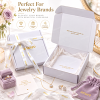 Luxus-Schmuckverpackung Goldfolie Heißprägung Weiße Parfüm-Kosmetik-Schmuck Papier-Versandverpackung Box mit Band