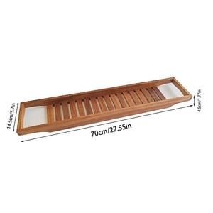 Estante para bañera, soporte multifuncional para tablet/teléfono, botellero, bandeja para aperitivos, estante de madera de acacia - Product Image 4