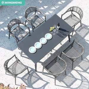 Venta al por mayor moderno de aluminio ratán Bistró Set de mimbre exterior Patio salón Muebles de Jardín mesa y sillas para comer al aire libre - Product Image 1