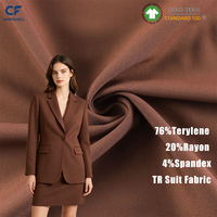 Tela Elástica Tejida de Cuatro Lados TR para Trajes, 300G, Pantalones Lisos de Verano para Niñas, Ropa Profesional, Uniforme, Hilado Fino