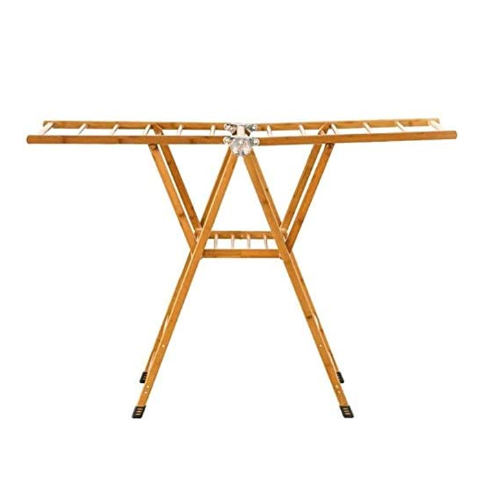 Multifunction Collapsible Floor Drying Rack Bamboo Clothes Hangers ...