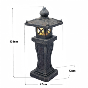 Lanterne de jardin <span class=keywords><strong>japonaise</strong></span> en résine avec lumière LED <span class=keywords><strong>solaire</strong></span>, lumière de chemin extérieure imperméable, ornement de jardin zen - Product Image 2