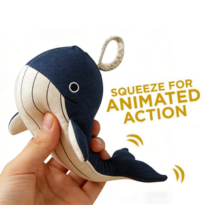 Плюшевые сенсорные игрушки для собак 11,5 дюймов: пищащие игрушки-тянучки и интерактивная анимированная игрушка-кит для собак - Product Image 1