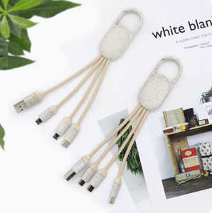 สายชาร์จแบบ3 in 1ทำจากฟางข้าวสาลีย่อยสลายได้สาย USB เป็นมิตรต่อสิ่งแวดล้อมแบบกำหนดเอง - Product Image 5