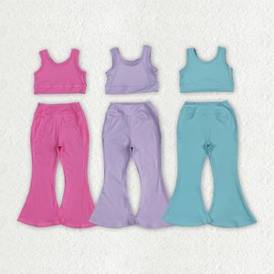 Ensemble de vêtements de sport pour bébés filles : débardeur de yoga et pantalon pattes d'éléphant - Product Image 1