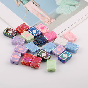 Acrylic <b>Playing</b> <b>Card</b> Beads With Holes Rectangle Shape For Jewelry Making Color Random Plating Process - Product Image 4