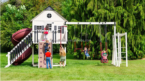 Attrezzatura per Parco Giochi all'Aperto per Bambini: Casetta in Legno con Altalena, Scivolo, Barre per Arrampicata e Parete da Arrampicata per Strutture Ricreative per Bambini - Product Image 2