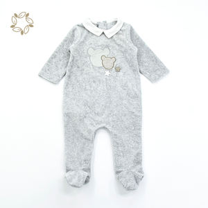 رومبير مخملي للأطفال ملابس أطفال قطيفة عضوية Footie رومبير Onesie بدلة نوم للأطفال حديثي الولادة في فصل الشتاء - Product Image 2