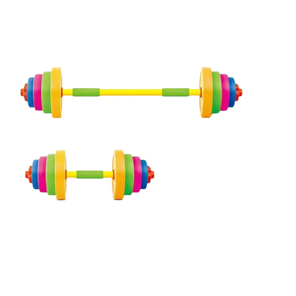 Montagem Halterofilismo Equilíbrio Plástico Dumbbell E Barbell Peso Placas Set Brinquedo Infantil