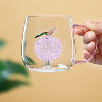 Gobelet en verre ménager 3D creux créatif résistant aux hautes températures, en borosilicate de haute qualité, style INS, disponible en usine