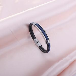 Simple Multicolor <b>Leather</b> Soft <b>Bracelet</b> Stainless Steel <b>Bracelet</b> for <b>Men</b> and Women - Product Image 2