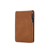 Porte-cartes magnétique professionnel haut de gamme, couleur unie, avec système pop-up, portefeuille en cuir fin, classique, rétro, portable, unisexe, organiseur de voyage