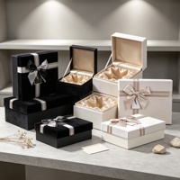 Boîte en velours de luxe, coffret cadeau premium, ensemble de 3 pièces, coffret cadeau cosmétique avec ruban, boîte cadeau rectangulaire en velours, emballage en velours