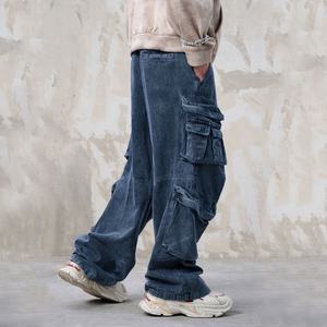 Pantalons de travail en denim ample personnalisés pour hommes de haute qualité, rétro, mi-lourds, Y2k, hip-hop, pantalons de travail d'hiver - Product Image 2