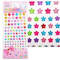 Autocollants en gros de fleurs brillantes avec pierres précieuses, autocollants de fleurs en strass acrylique auto-adhésifs pour scrapbooking, décoration de visage et d'ongles