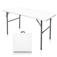 Table pliante en plastique blanche rectangulaire, portable, moderne et légère pour l'extérieur, de 6 pieds, pour le camping et le barbecue.