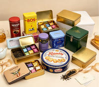 Boîte en fer blanc de qualité alimentaire, réutilisable, pour le stockage de thé, café, biscuits, snacks, emballage cadeau, impression personnalisée