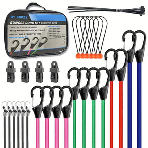 ชุดสายรัดบันจี้จัม Dy-80022 38 ชิ้น ขนาดต่างๆ ไนลอนพร้อมตะขอเหล็กสำหรับกระเป๋าเดินทางการเดินทางกลางแจ้ง - Product Image 1