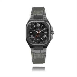 Montre automatique NH35 avec logo personnalisé de marque privée OEM/ODM, boîtier en fibre de carbone, aiguilles super lumineuses, bracelet en cuir véritable - Product Image 4