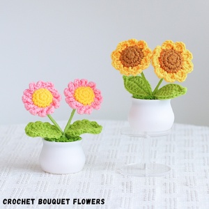 Ornement <span class=keywords><strong>de</strong></span> salon artisanal en crochet, petite plante artificielle en herbe <span class=keywords><strong>de</strong></span> rose en pot, <span class=keywords><strong>bouquet</strong></span>, <span class=keywords><strong>commande</strong></span> minimum <span class=keywords><strong>de</strong></span> 50 pièces - Product Image 5