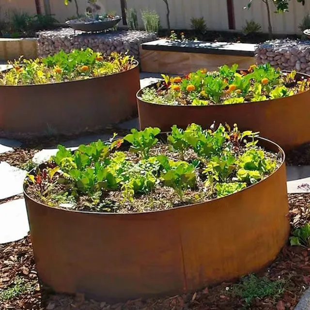 Corten-stahl-blumentopf individuell im freien erhöht garten korten-stahl-pflanzer rektan