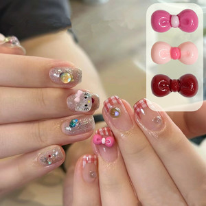 Wholesale Hot Sale 12 <b>Grids</b> Sweet Red Rose Pink Resin Bow Nail Charms 3D Bow Tie Nail Art Decoration - Product Image 1