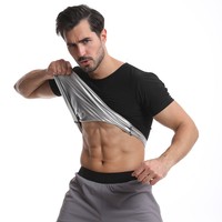 T-shirt de compression personnalisé enduit d'argent costume de sauna sportif sur le devant pour les vêtements de transpiration du ventre de fitness