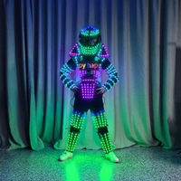 Costume de Predator lumineux à LED 7 couleurs RGB, armure d'alien, tenue de robot pour fête avec écran d'affichage, vêtements LED pour bar, boîte de nuit, spectacle sur scène