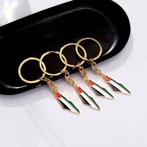 Factory Wholesale Stainless Steel Palestine Israel <b>Map</b> Flag Keychain Pendant Decorative Metal Accessory - Product Image 3