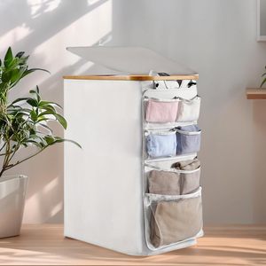 Cesto de Ropa Sucia Plegable de Gran Capacidad, de Tela de Bambú, con Tapa y Bolsa Interior Extraíble para Ropa Sucia - Product Image 2