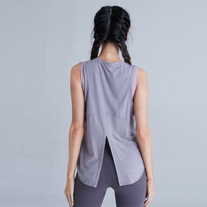 Activa nueva ropa de mujer Popular de Yoga del tanque <span class=keywords><strong>sin</strong></span> mangas Tops con nudo de corbata de vuelta - Product Image 2