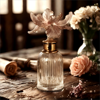 Flacon de parfum en verre cylindrique fait main Crystal Coast, conteneur vide personnalisé pour parfum, flacon cosmétique transparent côtelé avec bouchon à vis