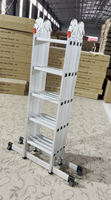 Échelle en aluminium multifonctionnelle portable En 131 avec plateforme, échelle pliante compacte, échelle pliante à quatre sections
