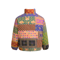 Veste matelassée en coton pour homme, motif mosaïque multicolore personnalisé, coupe ample, style tapisserie, pour l'hiver